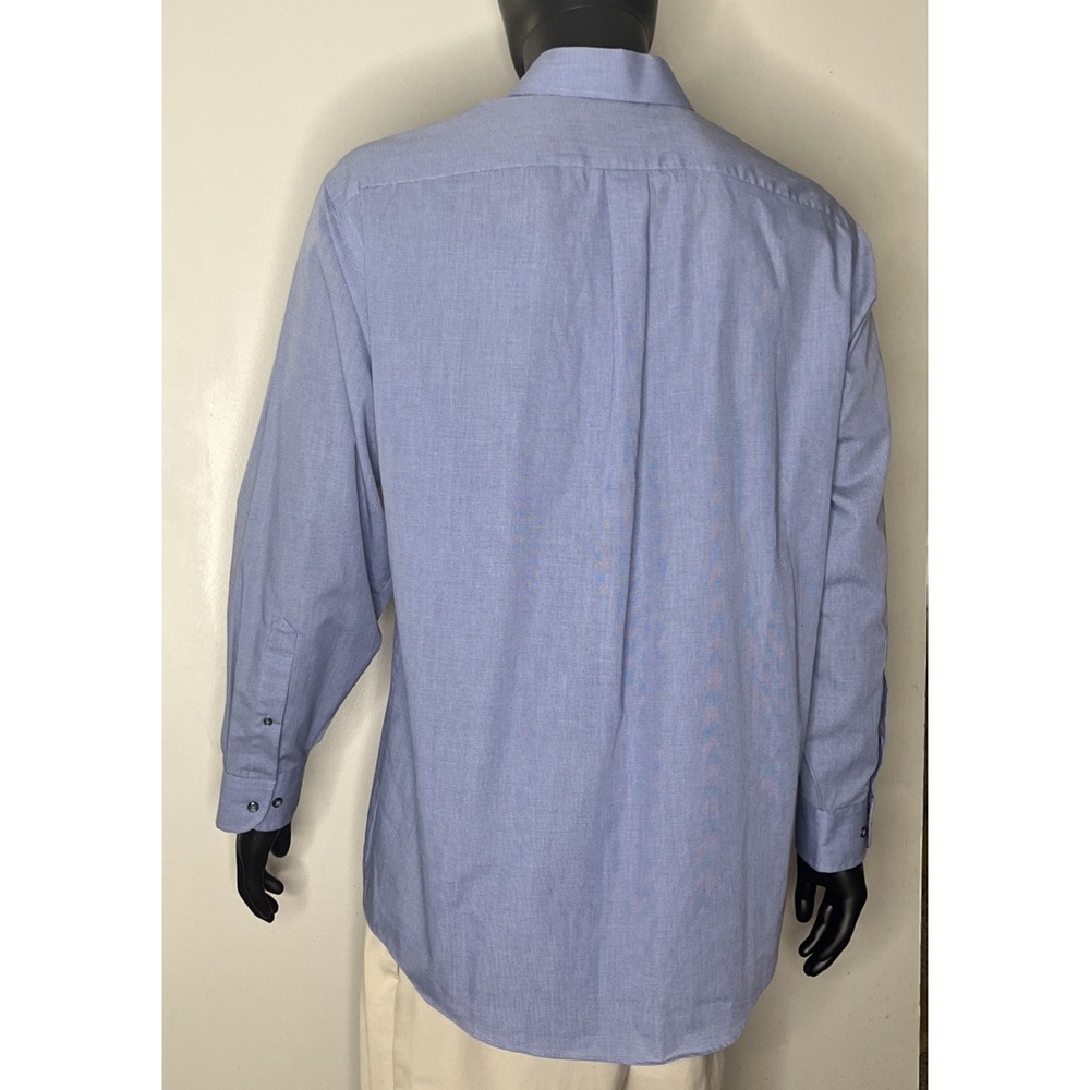 Stafford Wrinkle-Free Men's Dress Shirt Blue Broadcloth 17 34/35 Regular Fit - Picture 3 of 4